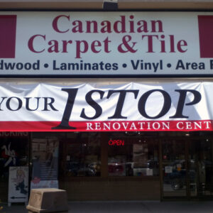 48" x 288" gloss economy vinyl banner, 13 oz, digital printed, digital printed, grommets top and bottom edge