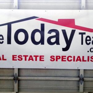 50" x 96" " matte smooth blockout vinyl banner, 14 oz, digital printed, grommets top and bottom edge