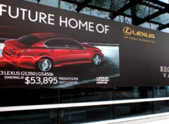 5ft x 32ft, High performance vinyl, with air release adhesive, matte laminated. installed on windows. (made of 8 decals 49" x 60")
